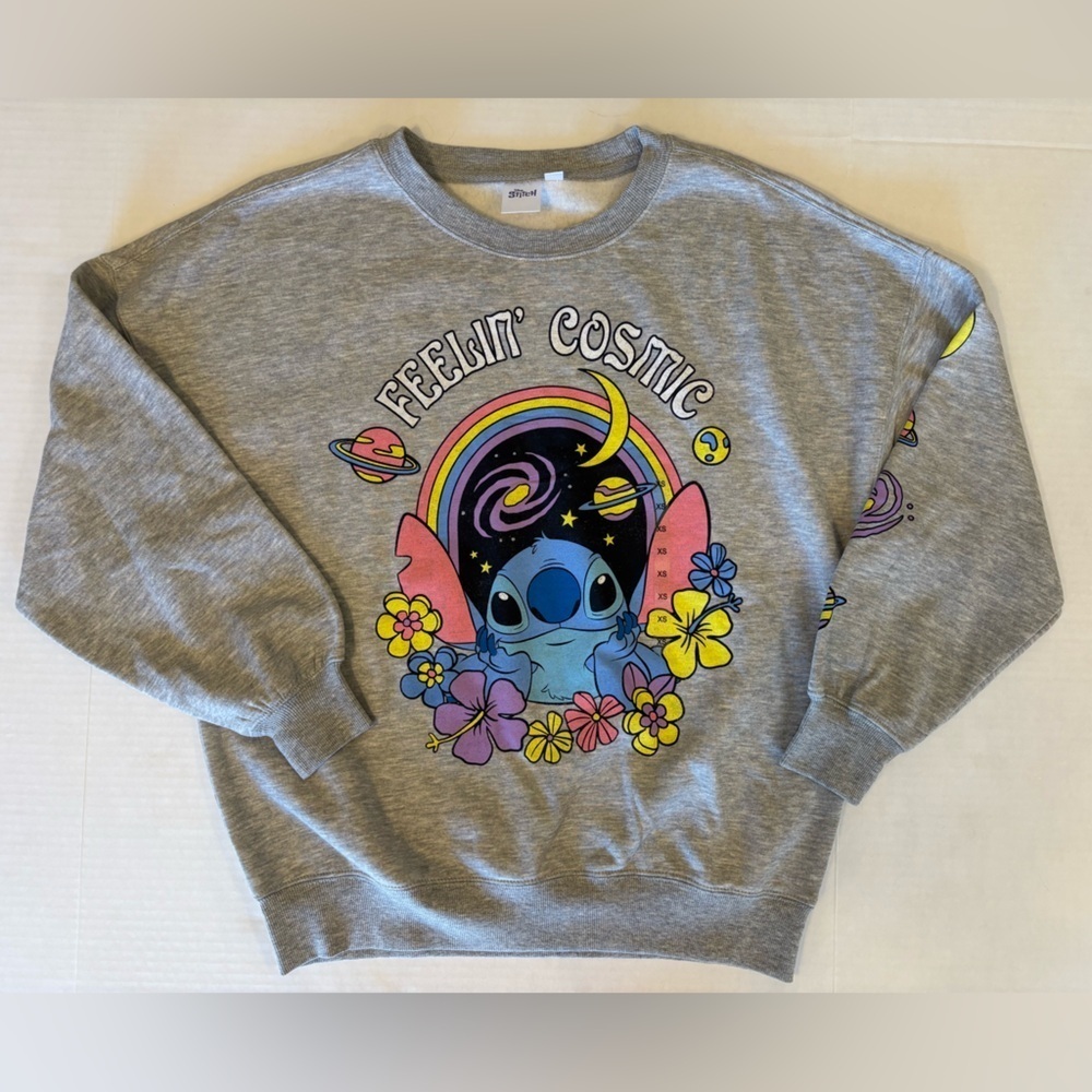 Disney Stitch “Feeling Cosmic” graphic gray oversized sweatshirt size  XS NWT